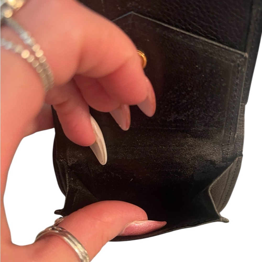 Yves Saint Laurent Black Leather Card Holder with Gold Accents - Picture 5 of 7